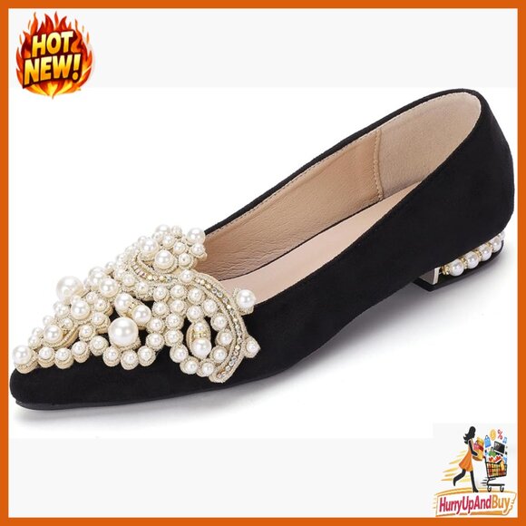 Rhinestone Pointed Toe Flats Comfort Slip On Low Heel Wedding Party Shoes